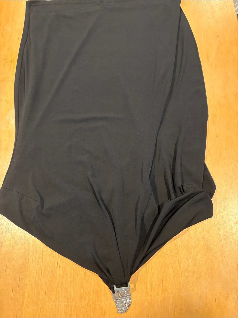 White House Black Market ~ Black One-Shoulder Dress with Embellished Silver